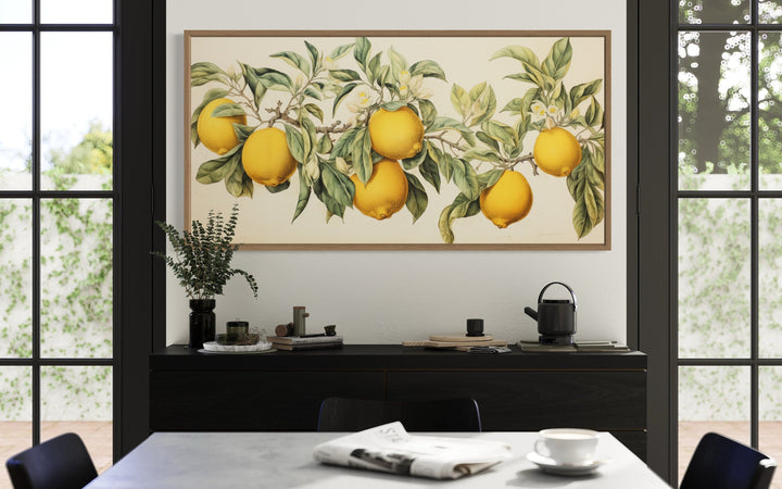 Rustic Lemon Tree Branch Farmhouse Kitchen Framed Canvas Wall Art