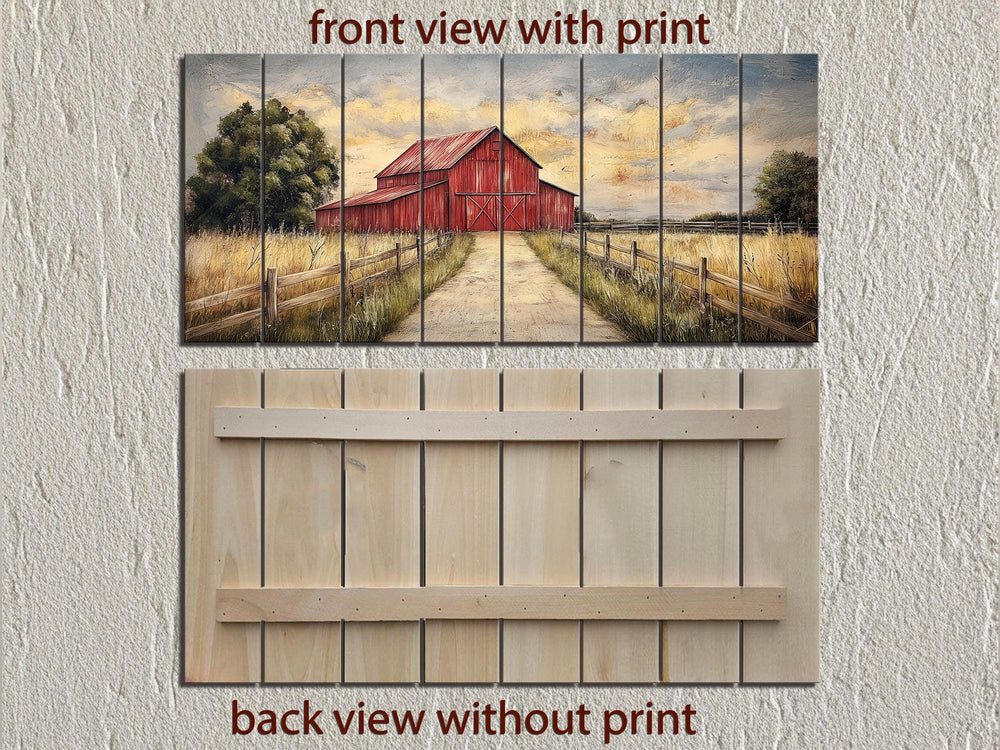 Rustic Old Red Barn Distressed Wood Wall Art