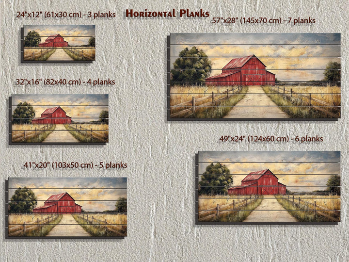 Rustic Old Red Barn Distressed Wood Wall Art