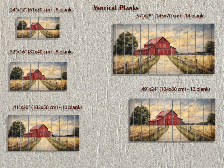 Rustic Old Red Barn Distressed Wood Wall Art