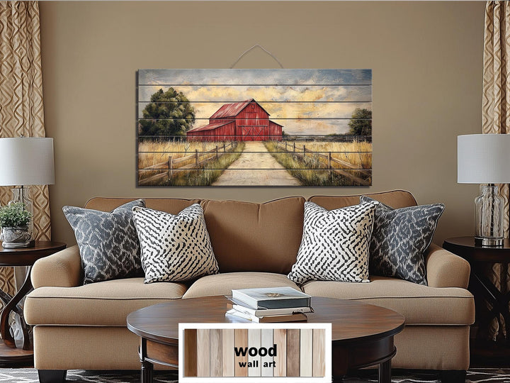 Rustic Old Red Barn Distressed Wood Wall Art