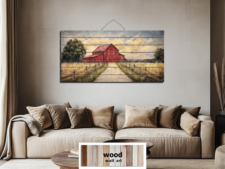 Rustic Old Red Barn Distressed Wood Wall Art