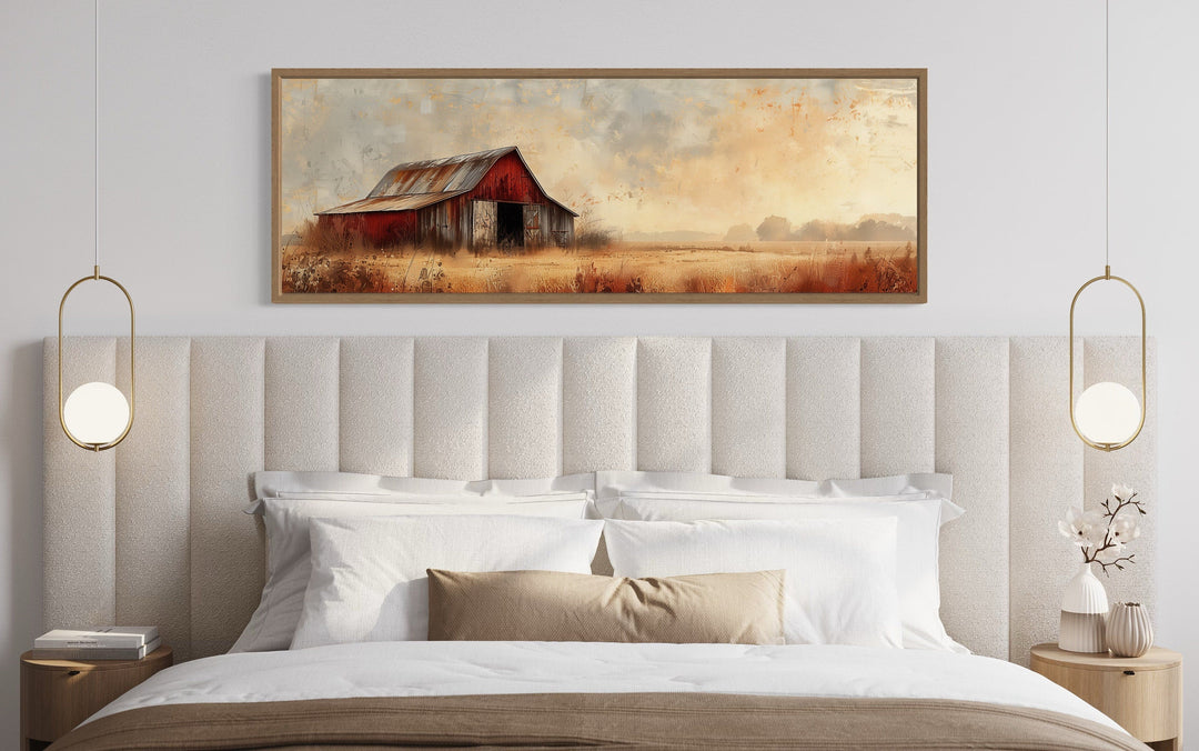 Rustic Old Red Barn Panoramic Farmhouse Wall Art