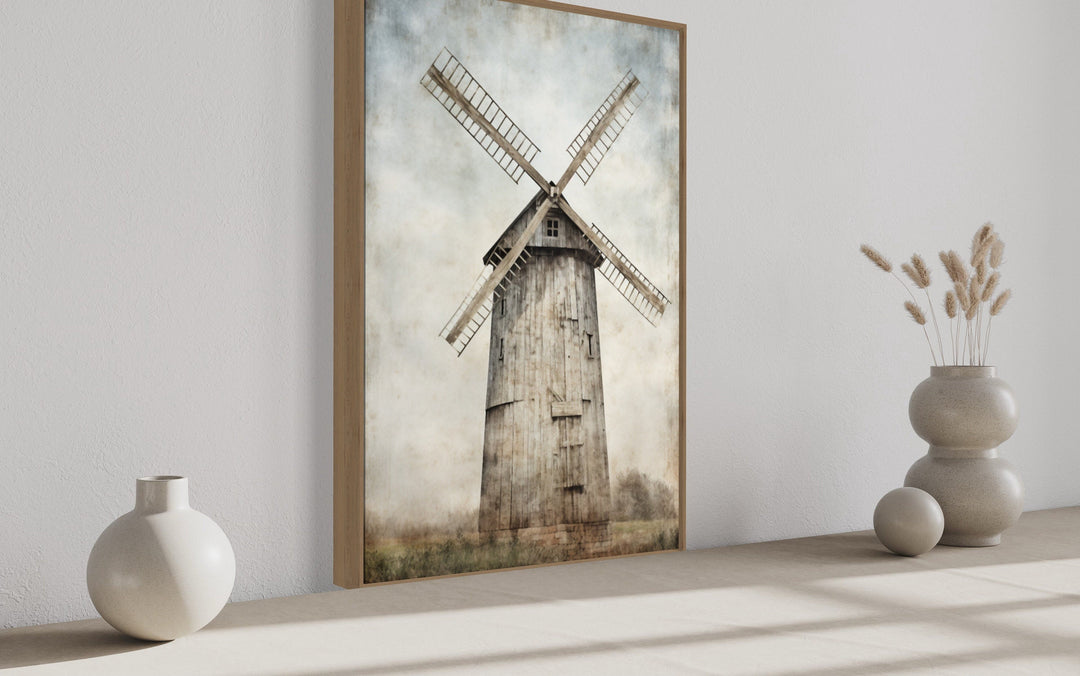 Farmhouse Wall Decor - Rustic Old Windmill Painting Farmhouse Wall Decor