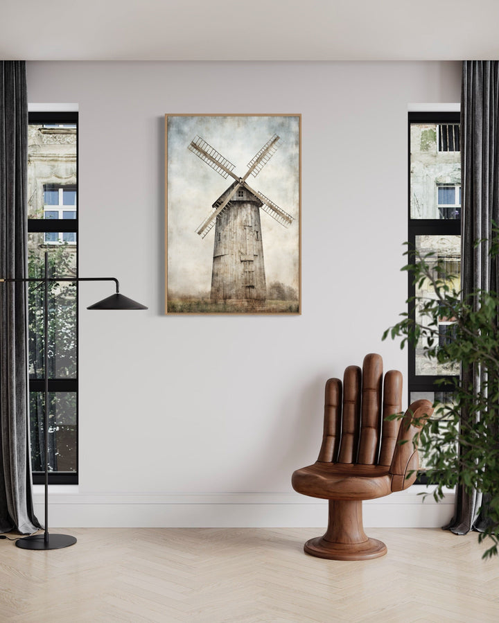 Farmhouse Wall Decor - Rustic Old Windmill Painting Farmhouse Wall Decor