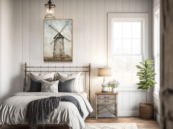 Farmhouse Wall Decor - Rustic Old Windmill Painting Farmhouse Wall Decor