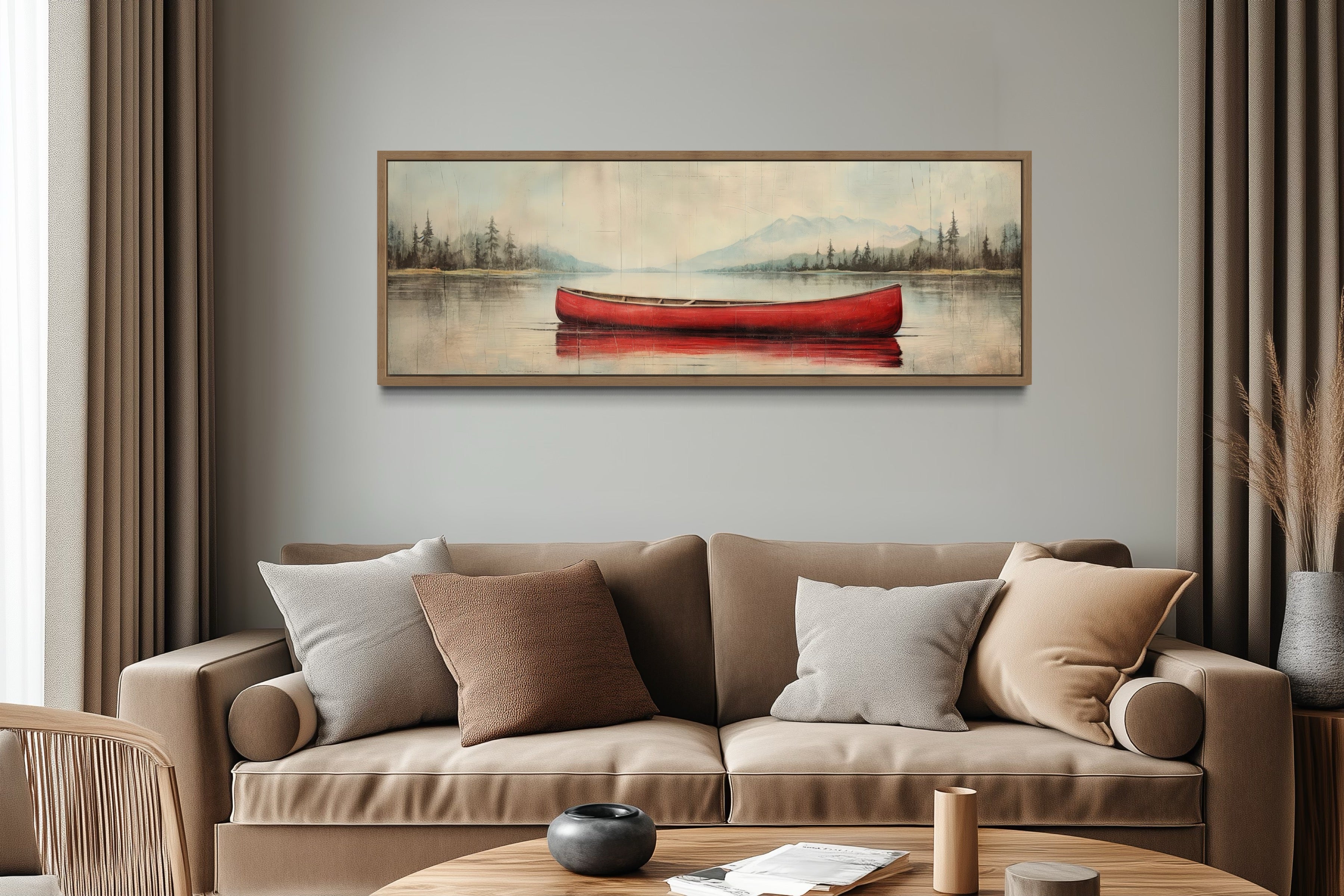 Rustic Red Canoe Canvas Wall Art | Lodge & Cabin Decor – Wall