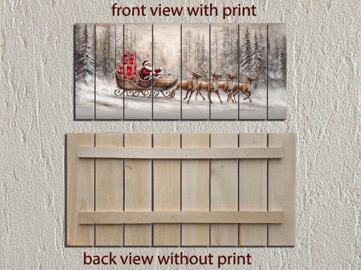 Rustic Santa Sleigh Ride Distressed Wood Wall Art