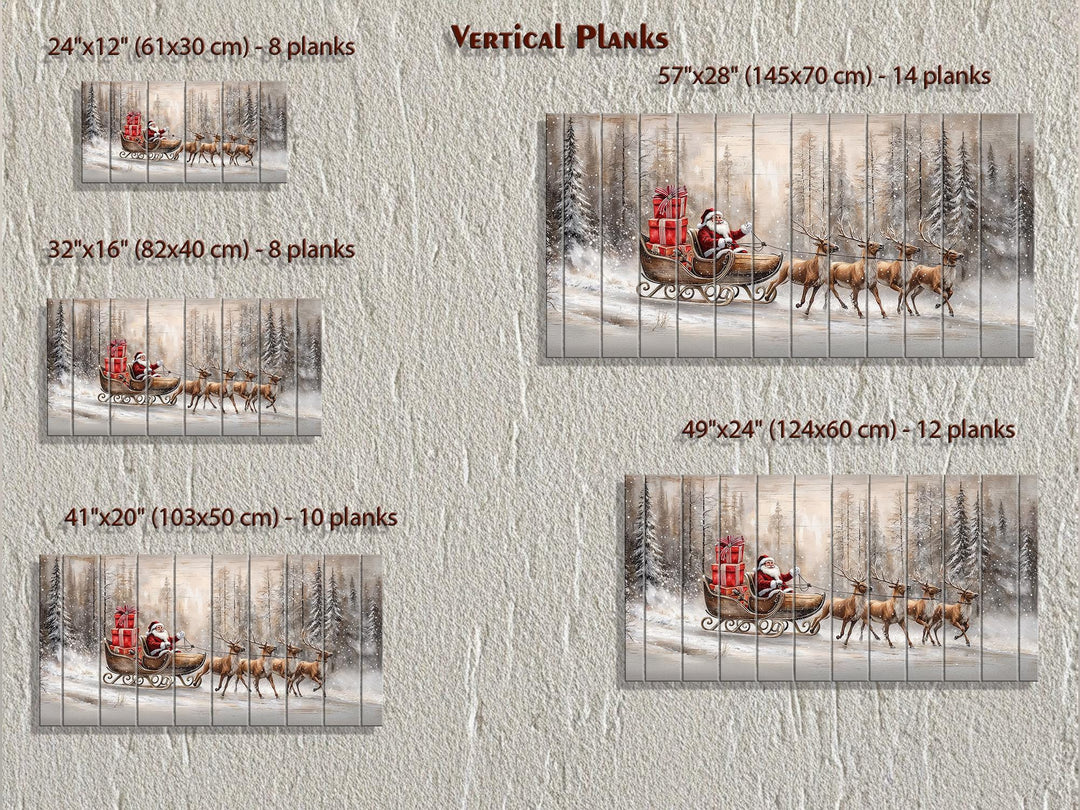 Rustic Santa Sleigh Ride Distressed Wood Wall Art