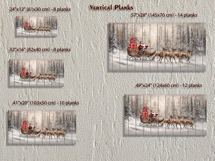 Rustic Santa Sleigh Ride Distressed Wood Wall Art