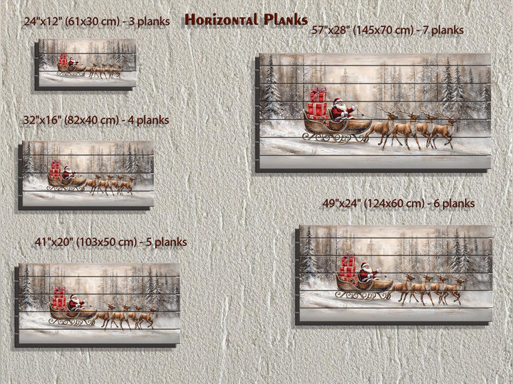 Rustic Santa Sleigh Ride Distressed Wood Wall Art