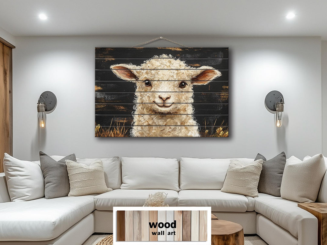 Rustic Sheep Distressed Wood Wall Art | Farmhouse Decor