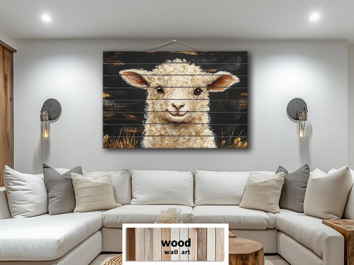 Rustic Sheep Distressed Wood Wall Art | Farmhouse Decor