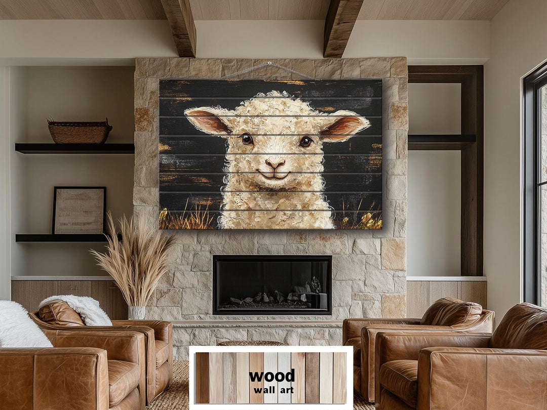 Rustic Sheep Distressed Wood Wall Art | Farmhouse Decor