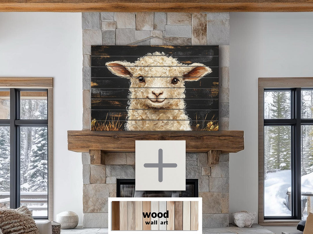 Rustic Sheep Distressed Wood Wall Art | Farmhouse Decor