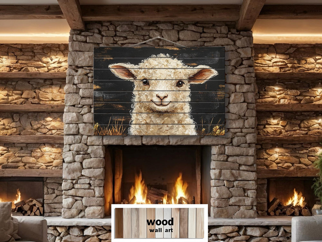 Rustic Sheep Distressed Wood Wall Art | Farmhouse Decor