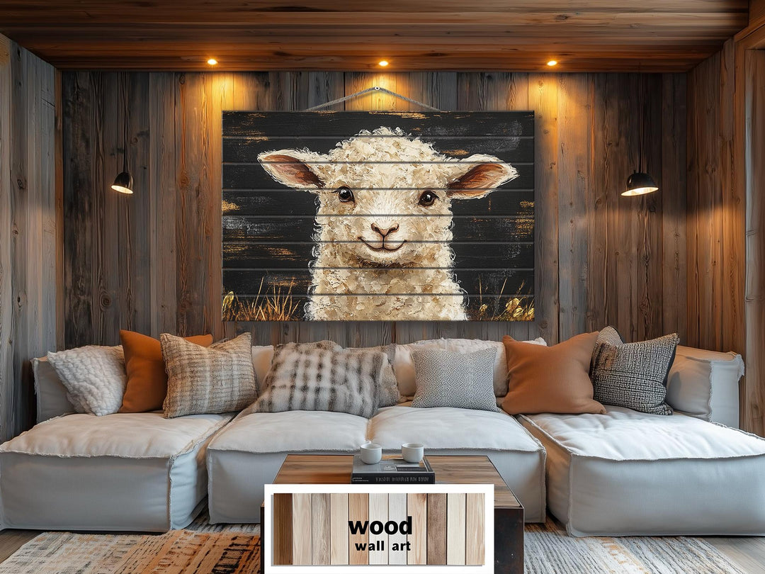 Rustic Sheep Distressed Wood Wall Art | Farmhouse Decor