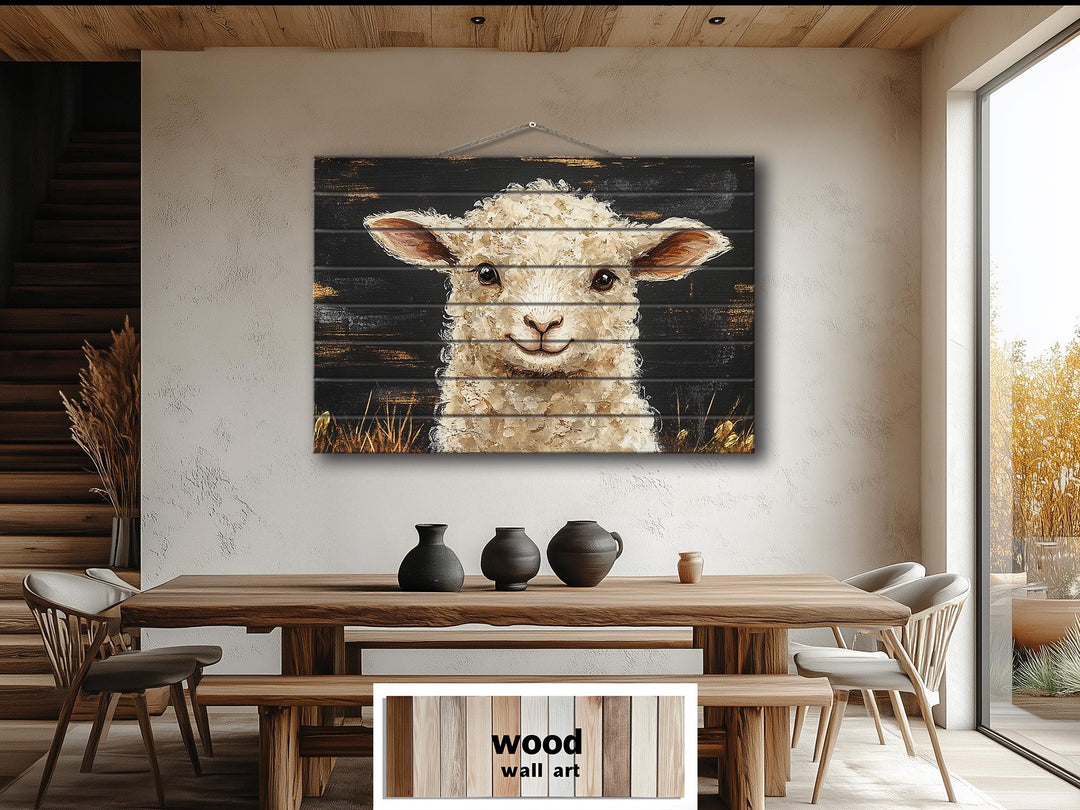 Rustic Sheep Distressed Wood Wall Art | Farmhouse Decor