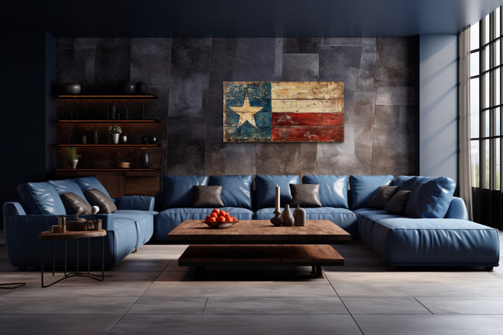 Rustic Texas Flag Extra Large Framed Canvas Wall Art