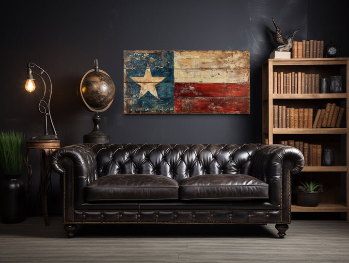 Rustic Texas Flag Extra Large Framed Canvas Wall Art