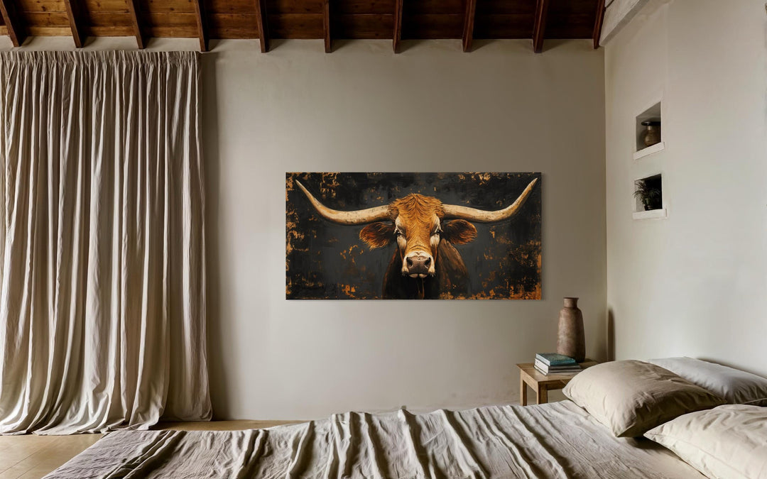 Rustic Texas Longhorn Cow Extra Large Wall Art