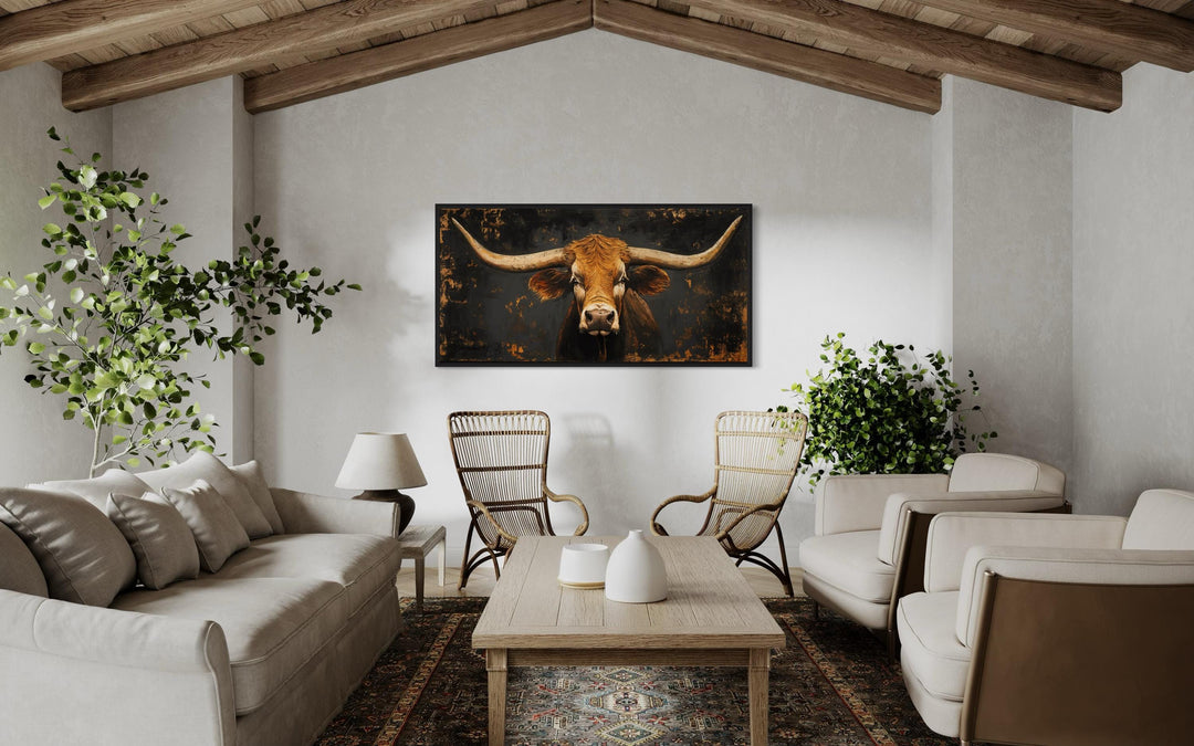 Rustic Texas Longhorn Cow Extra Large Wall Art