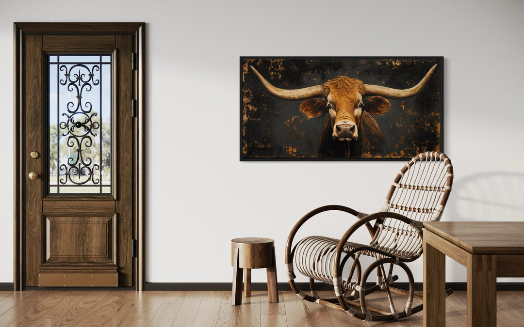 Rustic Texas Longhorn Cow Extra Large Wall Art