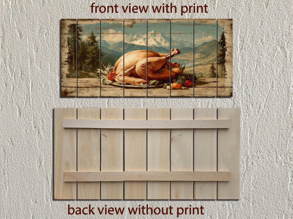 Rustic Thanksgiving Turkey Feast Distressed Wood Wall Art