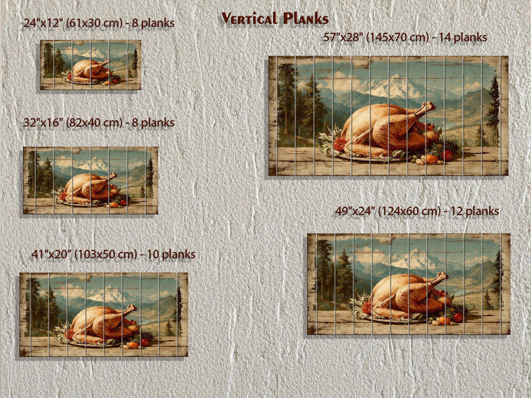 Rustic Thanksgiving Turkey Feast Distressed Wood Wall Art
