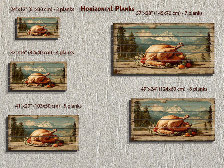 Rustic Thanksgiving Turkey Feast Distressed Wood Wall Art