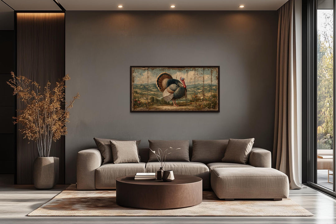 Rustic Turkey Canvas Art – Autumn Farmhouse Wall Decor