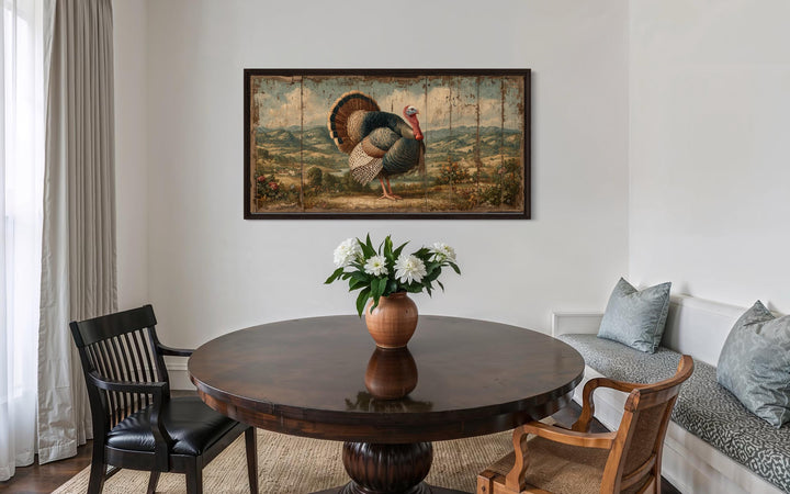 Rustic turkey canvas art with a farmhouse autumn theme.