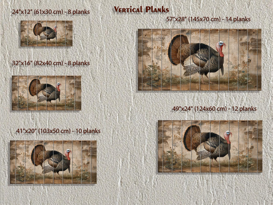 Rustic turkey distressed wood wall art with a proud turkey.