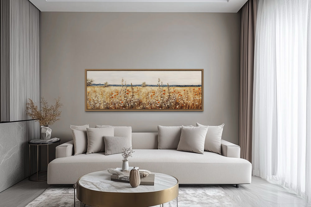 Rustic Vintage Yellow Wildflowers Field Horizontal Canvas Wall Art