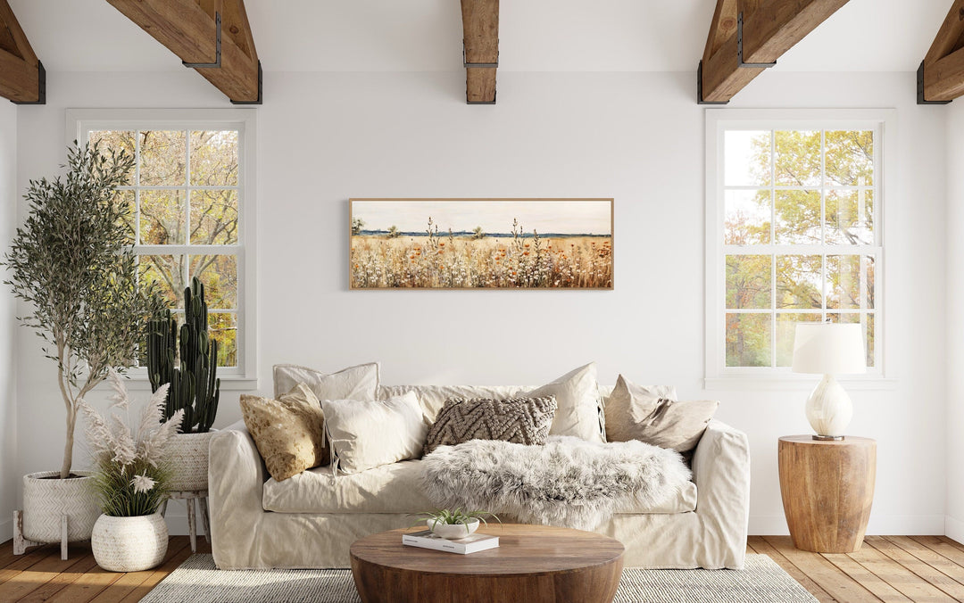 Rustic Vintage Yellow Wildflowers Field Horizontal Canvas Wall Art