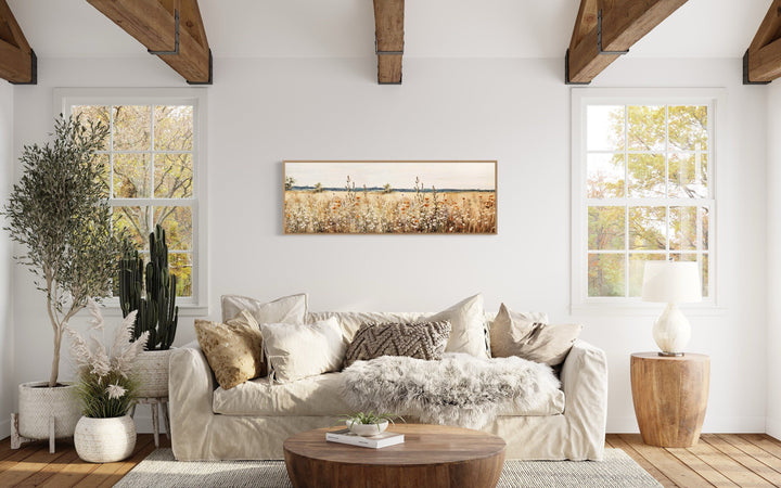 Rustic Vintage Yellow Wildflowers Field Horizontal Canvas Wall Art