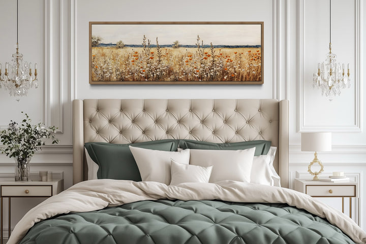 Rustic Vintage Yellow Wildflowers Field Horizontal Canvas Wall Art