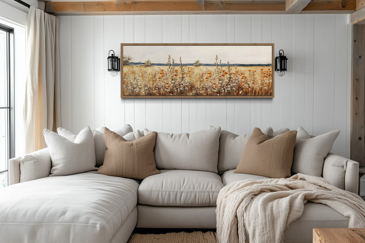 Rustic Vintage Yellow Wildflowers Field Horizontal Canvas Wall Art