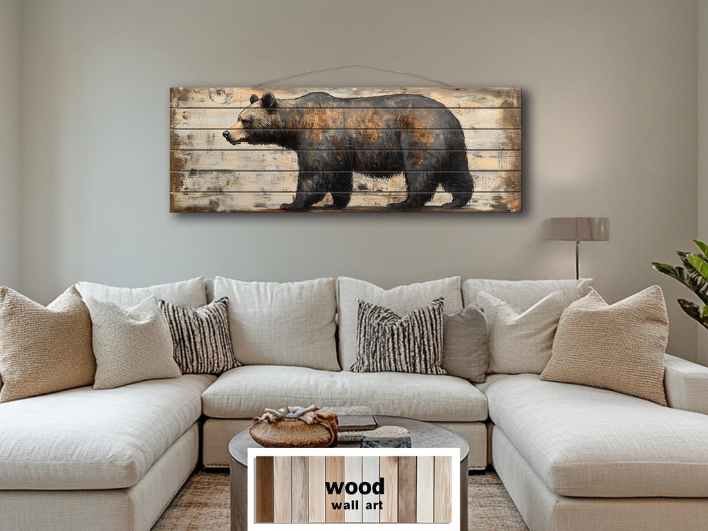 Rustic Walking Bear Wood Wall Art for Cabin Decor – Wall Decor