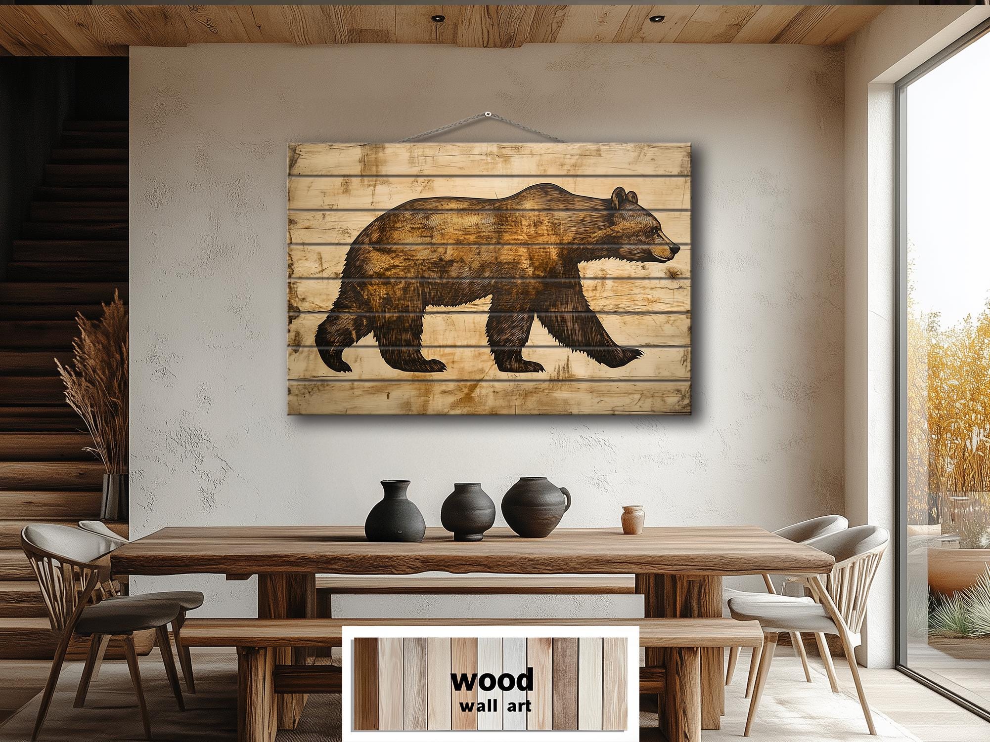 Rustic Walking Bear Wood Wall Decor | Cabin & Lodge Art – Wall