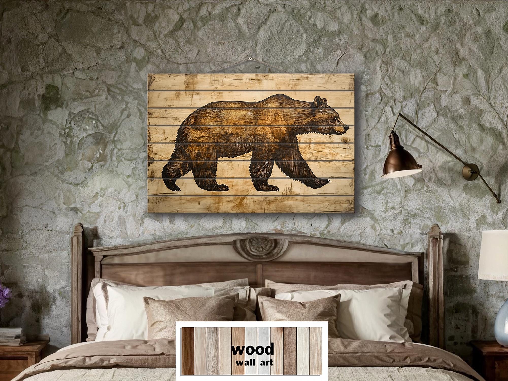 Rustic Walking Bear Wood Wall Decor | Cabin & Lodge Art – Wall