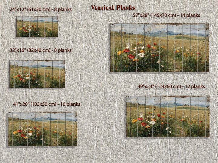 Rustic Wildflower Field Distressed Wood Wall Art