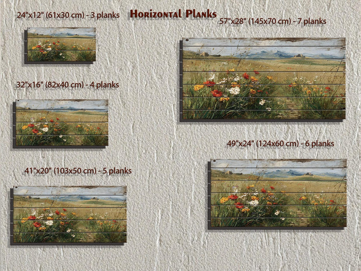 Rustic Wildflower Field Distressed Wood Wall Art