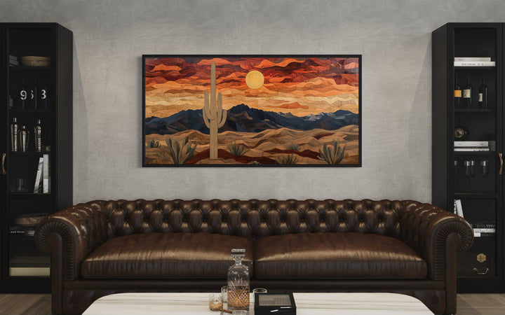 Rustic Wood Style Desert Framed Canvas Wall Art