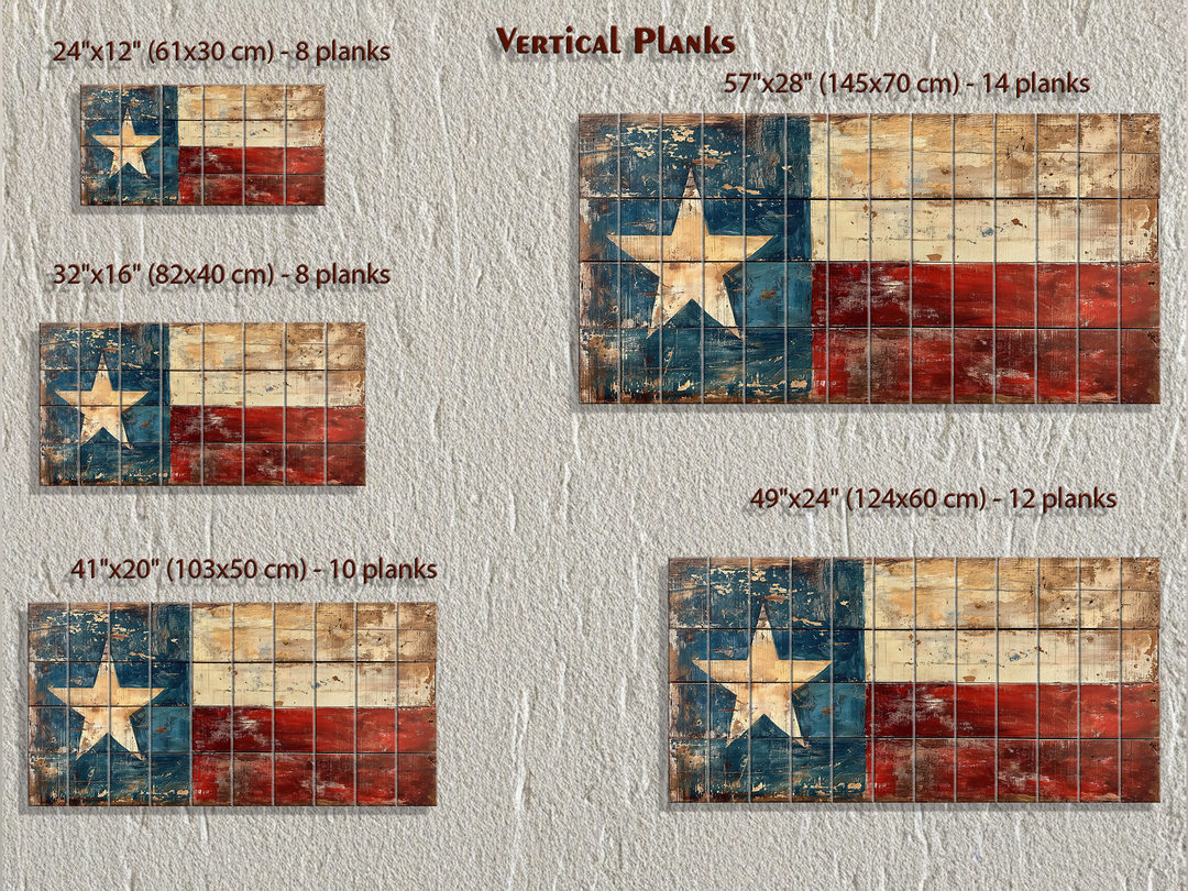 Rustic Wooden Texas Flag Real Wood Wall Art