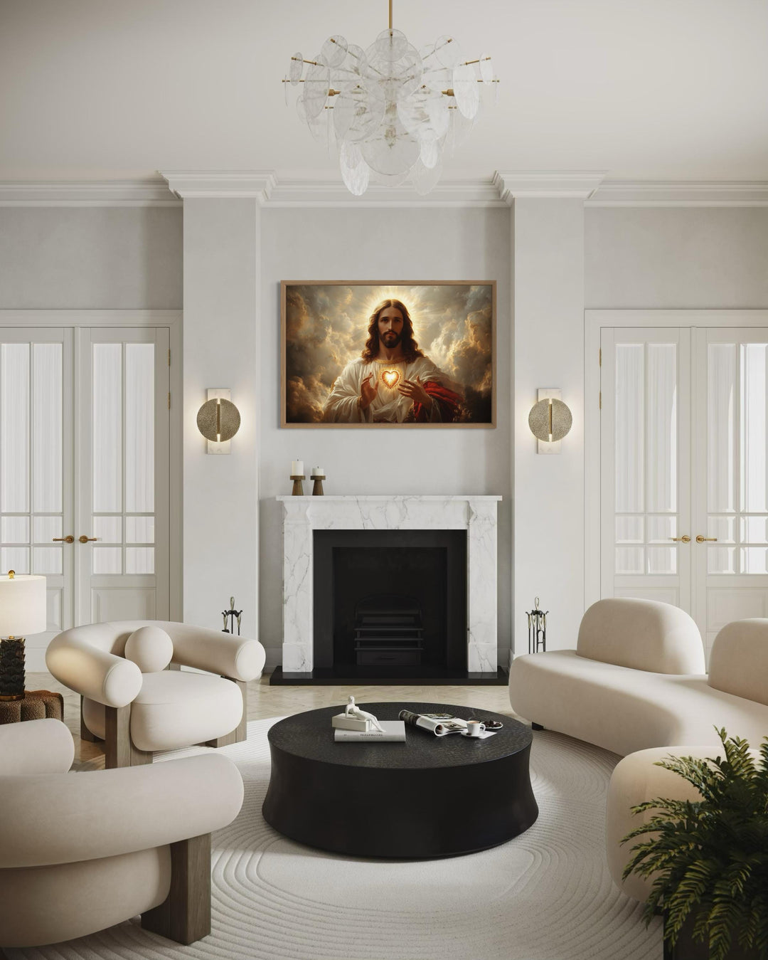 Sacred Heart of Jesus Art - Traditional Christian Canvas Print for Prayer Room