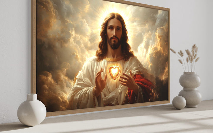 Sacred Heart of Jesus Art - Traditional Christian Canvas Print for Prayer Room