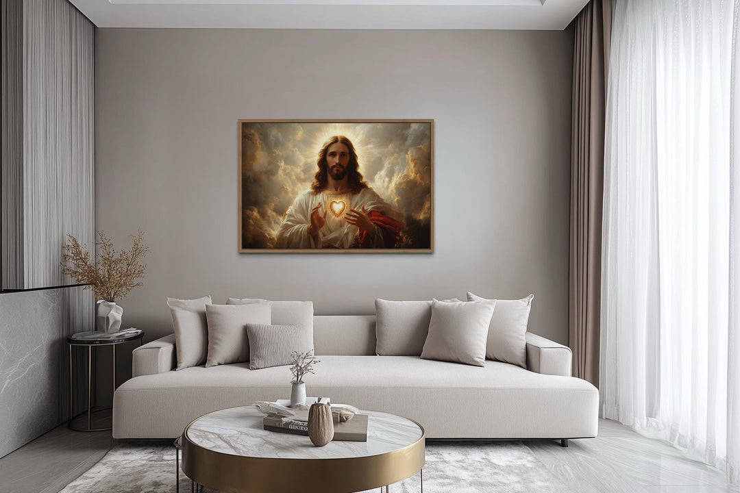Sacred Heart of Jesus Art - Traditional Christian Canvas Print for Prayer Room