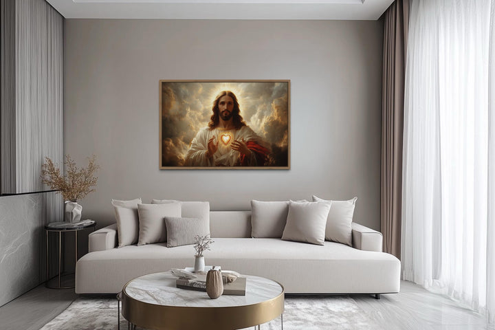 Sacred Heart of Jesus Art - Traditional Christian Canvas Print for Prayer Room