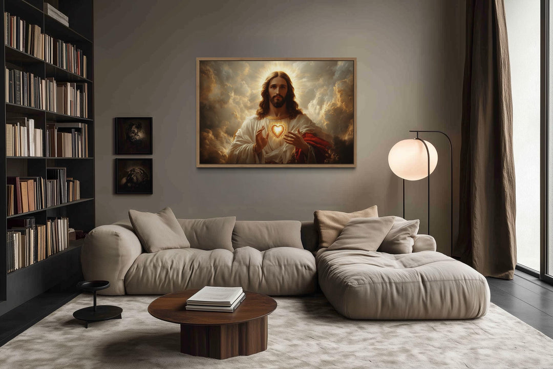 Sacred Heart of Jesus Art - Traditional Christian Canvas Print for Prayer Room